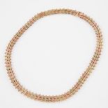 Russian 14k Yellow And Rose Gold Necklace, w. 0.4"