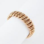 Israeli 14k Yellow Gold Double Curb Link Bracelet, w. 0.7"