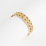 14k Yellow Gold Bracelet, formed of sculpted links