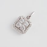 14k White Gold Pendant, set with 4 brilliant cut diamonds (approx. 0.40ct.t.w.), a small princess cu