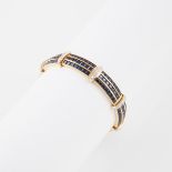 Georges Bilbault French 18k Yellow And White Gold Strap Bracelet, channel set with 168 square cut sa