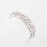 Georges Bilbault French 18k White Gold Link Bracelet, bezel set with 45 marquise cut and 225 brillia