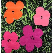 Andy Warhol (1928-1987), FLOWERS TAPESTRY, CIRCA 1980, woven signature "Andy Warhol" in the pattern