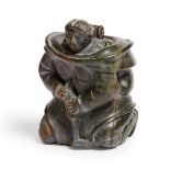 Josephie Aculiak ᐊᑯᓕᐊ (1910-1968), MOTHER AND CHILD WITH KAMIK, CIRCA 1960, stone, 7.5 x 6 x 5 in —