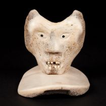 Tommy Ashevak ᐊᓴᕙ (1931-1996), SPIRIT HEAD, ivory, whalebone, baleen, 7.75 x 9.25 x 7.5 in — 19.7 x