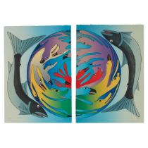 Kenojuak Ashevak ᑭᓄᐊᔭᐊ ᐊᓯᕗ, CC, RCA (1927-2013), SONG OF SPRING, 2006, lithograph, overall 33 x 46 i