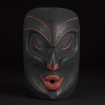 Douglas Cranmer (Pal’nakwala Wakas/Kesu’) (1927-2006), WILD WOMAN OF THE WOODS (DZUNUKWA) MASK, CIRC