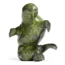 Henry Evaluardjuk ᐃᕙᓗᐊᔪ (1932-2007), DANCING WALRUS, stone, 7.5 x 7 x 3.5 in — 19.1 x 17.8 x 8.9 cm