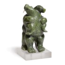 Kiawak (Kiugak) Ashoona ᑭᐊᒐ, OC, RCA (1933-2014), BEAR AND WALRUS, CIRCA 1963, stone, ivory, excludi