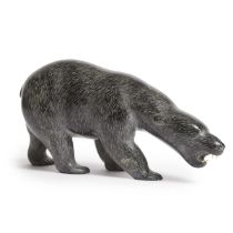 Henry Evaluardjuk ᐃᕙᓗᐊᔪ (1923-2007), FORAGING POLAR BEAR, CIRCA 1965, stone, ivory, 5.5 x 3.5 x 11 i