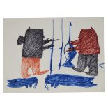 Parr ᐸ (1893-1969), UNTITLED (WALRUS HUNT), felt-tip drawing, sheet 17.75 x 24 in — 45.1 x 61 cm