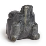 Latcholassie Akesuk ᓚᓴᓚᓯ ᐊᑲᓴ (1919-2000), OWL AND YOUNG, stone, 8 x 7 x 6.75 in — 20.3 x 17.8 x 17.1