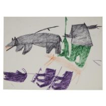 Parr ᐸ (1893-1969), UNTITLED (HUNTERS), felt-tip drawing, sheet 17.75 x 24 in — 45.1 x 61 cm