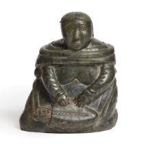 Sarah Nastapoka ᓯᐊᔭ ᓇᓴᑕᐳᑲ (b. 1925), MOTHER WITH SWADDLED CHILD, CIRCA 1960, stone, 9 x 7 x 5 in — 2