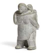 Maggie Ittuvik Tayarak ᒪᑭ (1898-1961), MOTHER AND CHILD, CIRCA 1960, stone, 8.5 x 4 x 4.5 in — 21.6