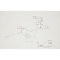 Jean-Michel Basquiat (1960-1988), SWAN SPRAYING, 1988, signed and dated lower right, sheet 12.75 x 1
