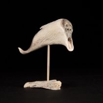 Nick Sikkuark ᓂᑲᓚ ᓯᑲᐊ (1943-2013), WHALE SHAMAN, 1998, antler, whalebone, 5 x 7 x 1.5 in — 12.7 x 17