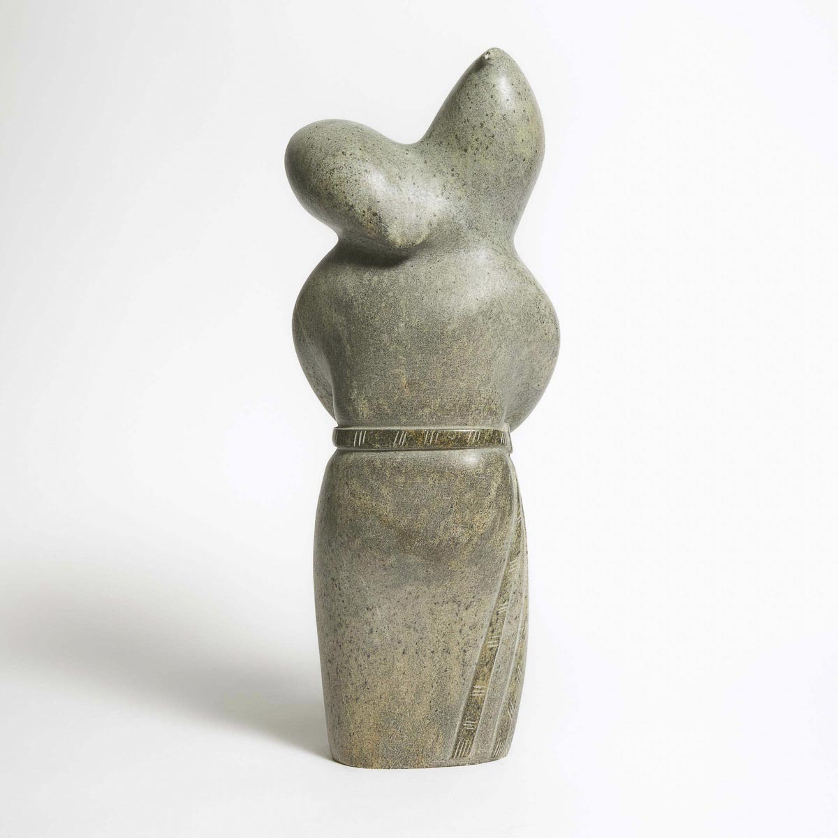 David Ruben Piqtoukun ᑎᕕᑎ ᐱᑐᑯ ᕈᐱᐃᓐ (b. 1950), WOMAN WITH OWL, 2011, stone, catlinite, 19.25 x 17.25 - Image 5 of 6