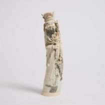 An Ivory Figure of an Immortal, Mid 20th Century, 建国初期 牙雕仙人, height 14.4 in — 36.6 cm