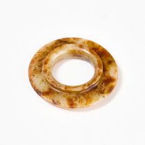 A White and Russet Jade Ring-Shaped Ornament, Song-Ming Dynasty (960-1644), 宋/明 白玉带皮凸唇环, diameter 2.