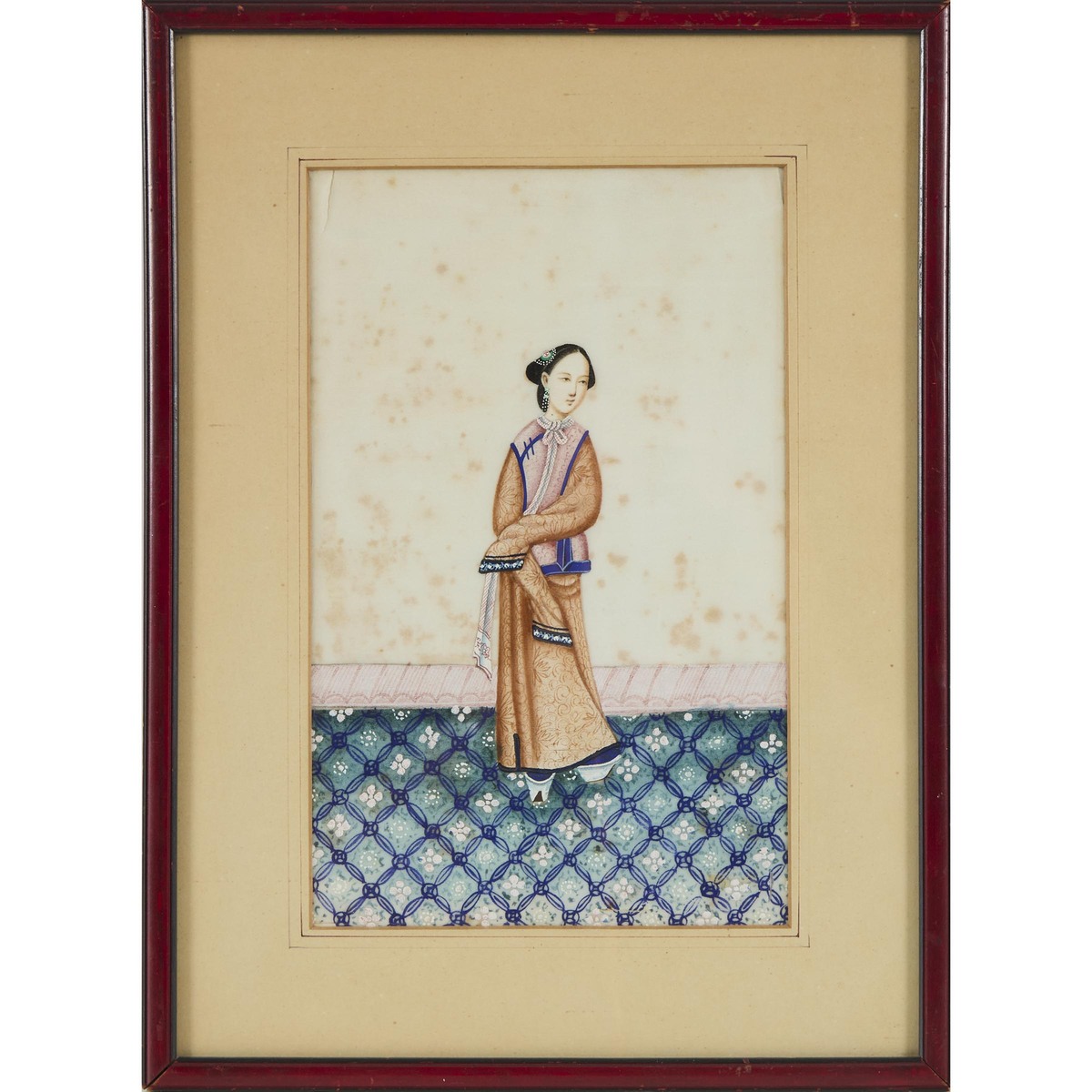 A Large Chinese Pith Painting of a Lady, 19th Century, 清 十九世纪 通草画仕女像 镜框, image 11 x 6.9 in — 28 x 17 - Image 2 of 2