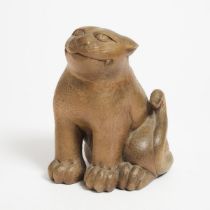 A Japanese Wood Figure of a Cat, Edo/Meiji Period, 19th Century, height 8.6 in — 21.8 cm