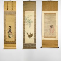 Three Japanese Scrolls, 19th-20th Century, largest image 46.1 x 14 in — 117 x 35.5 cm (3 Pieces)