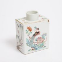 A Famille Rose 'Birds of Paradise' Tea Caddy, 19th Century, 清 十九世纪 粉彩花鸟纹茶叶罐, height 5 in — 12.6 cm