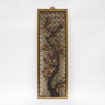 A Gilt Wood 'Birds and Flowers' Panel, 19th Century, 清 十九世纪 金木雕花鸟纹挂屏, 49.8 x 16.9 in — 126.4 x 43 cm