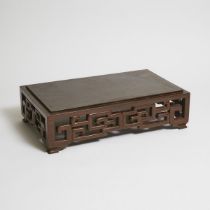 A Large Chinese Rectangular Hardwood Display Stand, 硬木勾云纹大方座, 5.9 x 23 x 14.1 in — 15 x 58.5 x 35.8