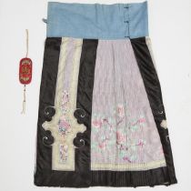 A Gold-Thread Embroidered Spectacles Case, Together With a Lavender-Ground 'Pink Peonies' Skirt, Lat
