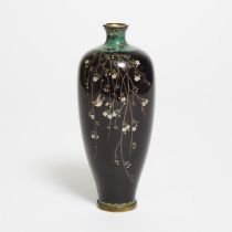 Attributed to Kinunken Company Workshop, A Gold and Silver Wire-Inlaid Cloisonné Enamel Vase, Meiji