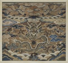 A Rare Gilt-Ground Kesi-Silk Embroidered 'Dragon' Altar Cloth, Ming Dynasty, 17th Century, 明 十七世纪 缂丝