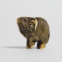 An Ivory Netsuke of a Goat, Mid to Late 19th Century, 1.3 x 1.5 in — 3.3 x 3.7 cm