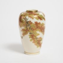 Yabu Meizan (1853-1934), A Satsuma 'Birds and Maple' Ovoid Vase, Meiji Period (1868-1912), 日本 明治时期 藪