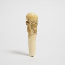 A Japanese Ivory 'Mice' Cane Handle, Meiji Period (1868-1912), length 5.3 in — 13.5 cm