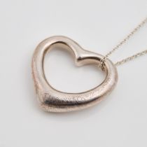 Tiffany & Co. Elsa Peretti Sterling Silver 'Open Heart' Pendant And Chain