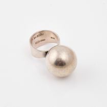 P. Balocchi 800 Grade Silver Ring, mounted with a silver sphere