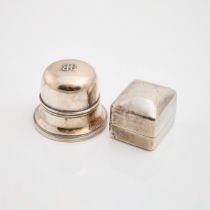 Two Ring Boxes, including a sterling silver box, and a Birks silverplated box (broken hinge)