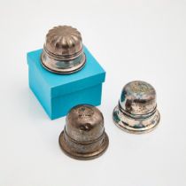 Three Birks Ring Boxes, including one sterling silver monogrammed 'R', and 2 silverplated