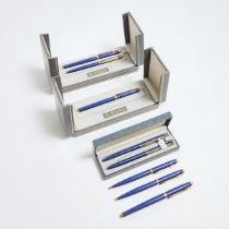 Group Of Eight Élysée Pens, comprising a three piece set of 'En Vogue' fountain pen, ballpoint pen a
