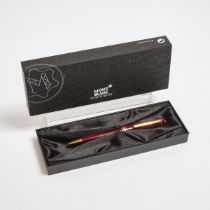 Montblanc 'Generations' Ballpoint Pen, burgundy resin and gold plated body; in the original box, wit