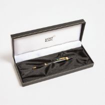 Montblanc Boheme Mini 'Vert' Ballpoint Pen, black resin and gold plated body, set with a synthetic e