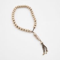 Silver 'Worry' Bead Bracelet, with a metal chain and tassle