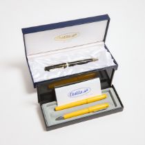 Conklin Pen And Pen Set, including a Conklin 'Glider' ballpoint pen in a multi-colour resin body; an