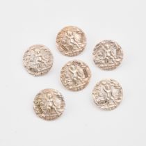 Set Of 6 English Sterling Silver Buttons