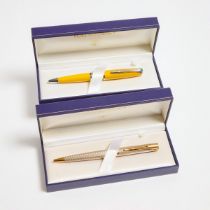 2 Waterman Pens, the first a Waterman 'L'Etalon' ballpoint pen in a sterling silver body with a wove