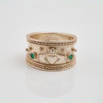 Irish Sterling Silver Band, set with 2 small chrysoprase