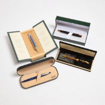 Group Of Four Pens, comprising a Donato ballpoint pen in a blue marble resin body; a Graf Von Faber-