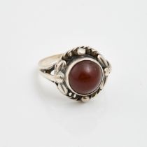 Georg Jensen Danish Sterling Silver Ring, #1C, bezel set with a carnelian cabochon